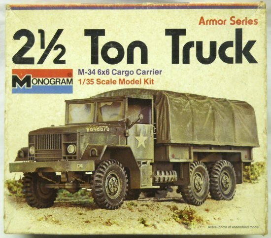 Monogram 1/35 M-34 6x6 2-1/2 Ton Cargo Truck With Diorama Instructions - White Box Issue - (M34), 8214 plastic model kit